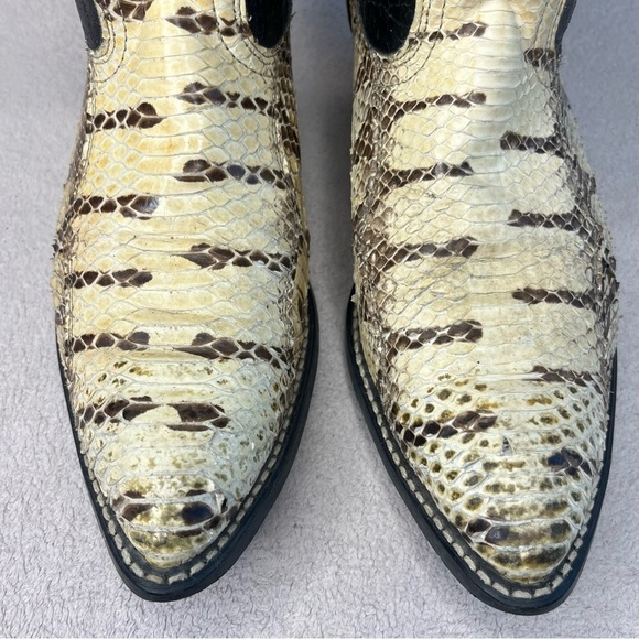 Vintage ACME Leather & Snakeskin Western Cowboy Boots-Black/Cream-Mens 9-Classic - Picture 8 of 12